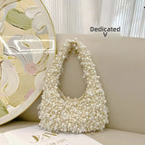 Elegant Pearl Beaded Shoulder Bag – Soft, Stylish Underarm Purse for Everyday & Casual Outings