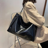 Vintage Red Tote Bag – Large Capacity PU Leather Shoulder Bag for Women