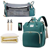 3-in-1 Diaper Bag Backpack with Foldable Baby Bed and USB Charging Port