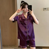 Men’s Summer Pajama Set – Short Sleeve Lightweight Loungewear with Button-Up Top and Elastic Waist Shorts