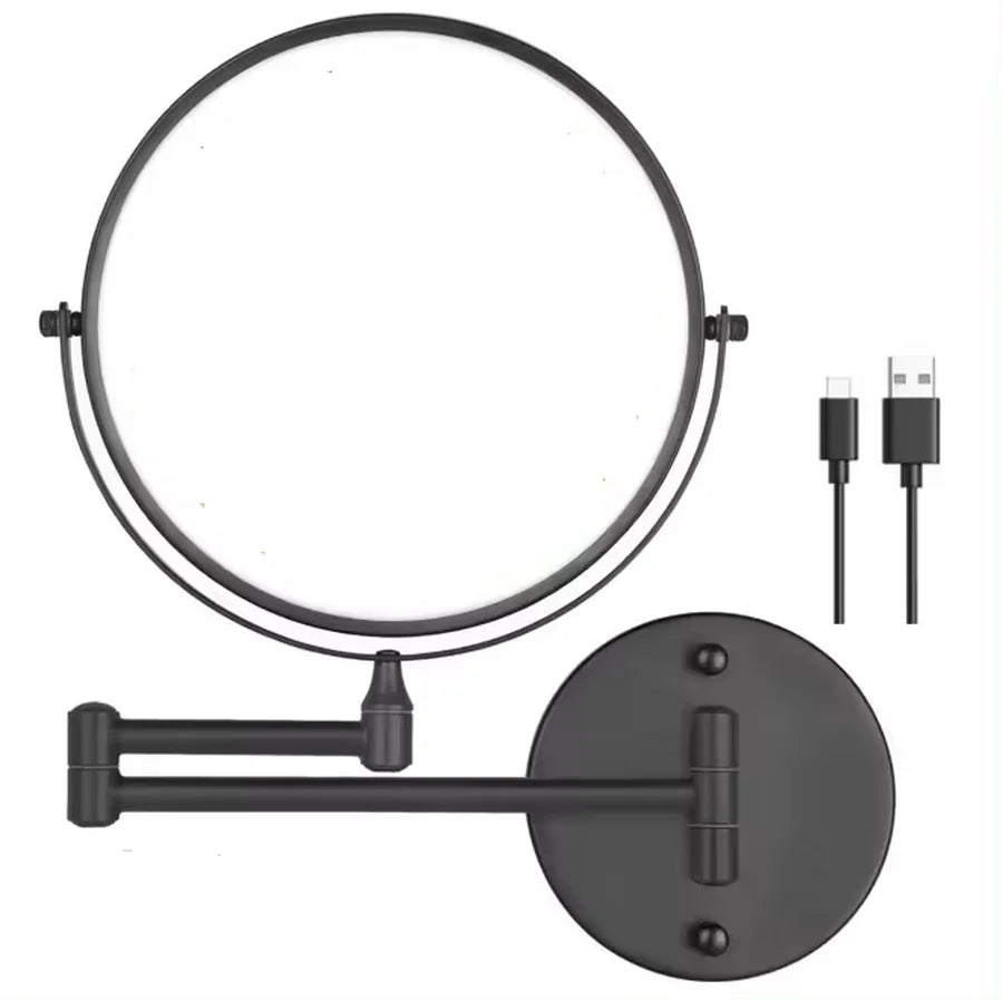 8" Rechargeable LED Makeup Mirror - Wall Mounted with 1X/10X Magnification