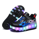 Unisex LED Light-Up Casual Shoes for Kids – Hook & Loop Sneakers with PU Upper and Non-Slip Rubber Sole