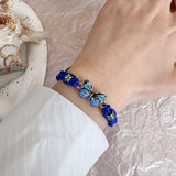 Bonita pulsera con dijes de animales para mujer: aleación de vidrio y zinc, cadena de cuerda con cordones