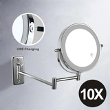 Adjustable Wall-Mounted LED Makeup Mirror with Multiple Magnifications