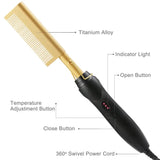 Professional Electric Hot Comb Straightener – 10-Temperature Tourmaline Ceramic Hair Styling Brush