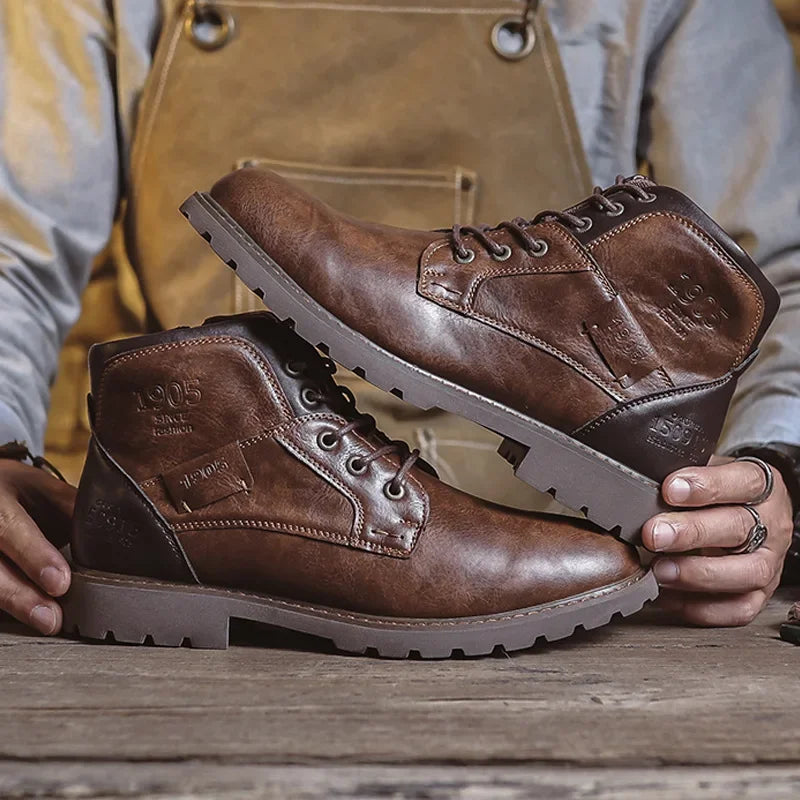 Men's Leather Ankle Boots - Stylish Business Casual & Motorcycle Boots