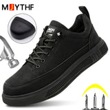 Men’s Waterproof Work Boots with Steel Toe – Lightweight PU Safety Shoes for Spring & Autumn