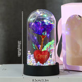Eternal Silk Rose in Glass Dome with LED Light – Romantic Valentine’s Day Gift & Home Decor