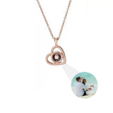 Personalized Photo Projection Necklace with Rose Pendant