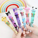 Sanrio 10-Color Ballpoint Pen – Cute Hello Kitty, Kuromi & Cinnamoroll Multicolor Pens for School & Office
