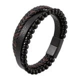 Men's Geometric Leather Bracelet with Zinc Alloy Magnet Clasp – Hiphop/Rock Fashion Accessory