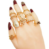30-Piece Gold Stackable Rings Set for Women – Butterfly, Snake, Star & Pearl Designs