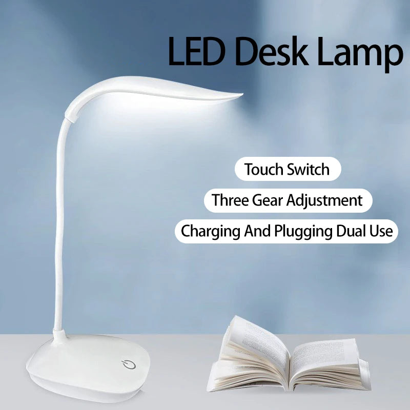 Portable LED Desk Lamp with USB Charging and Touch Dimming – Eye Protection for Study & Office