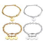 Personalized Stainless Steel Link Bracelet - Custom Name & Date Engraved Jewelry for Women