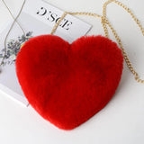 Heart-Shaped Faux Fur Shoulder Bag – Soft Plush Crossbody for Women