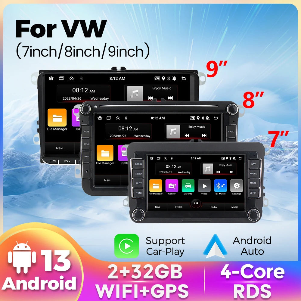 9-Inch Android 13 Car Stereo with CarPlay, Android Auto & Touchscreen Display