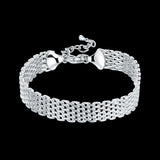 Pulsera con dijes de plata de ley 925: diseño geométrico clásico para ocasiones especiales, bodas y unisex