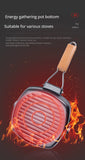 Parrilla portátil plegable | Sartén para exteriores con mango de madera antiescaldaduras