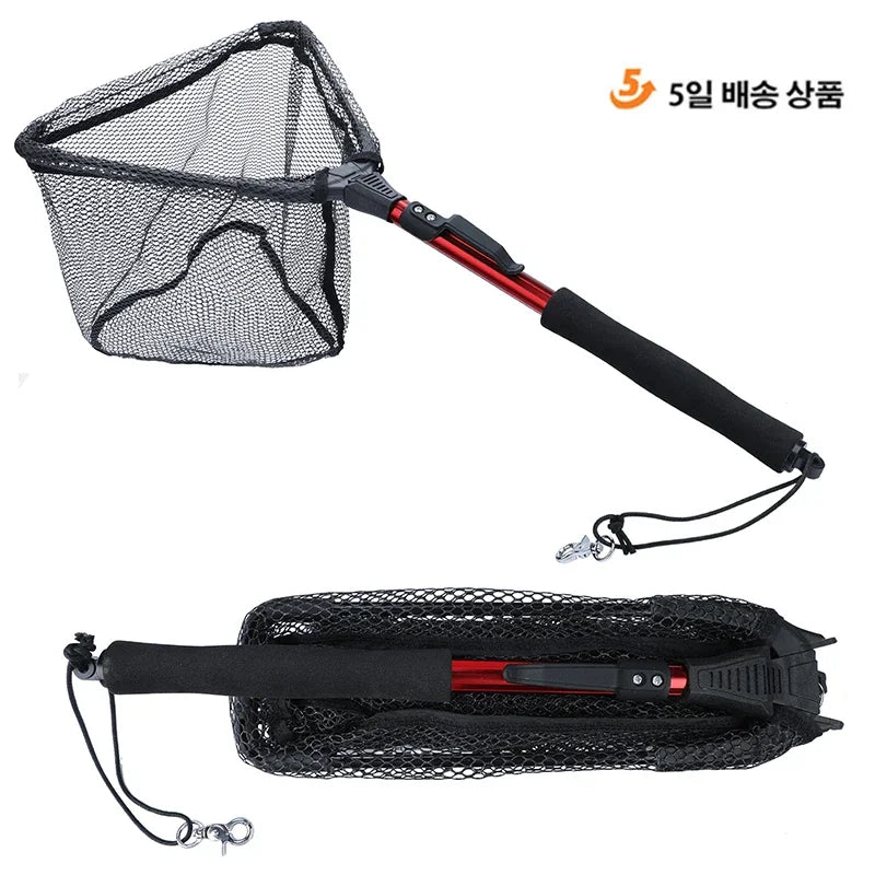 Red de pesca plegable telescópica: red de aterrizaje duradera para una captura fácil