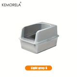 XL Stainless Steel Cat Litter Box with Lid – High Sides, Odor-Resistant, for Large & Small Cats