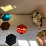 Pegatinas de pared con espejos hexagonales en 3D: decoración casera para sala de estar y dormitorio
