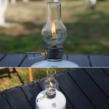 Retro Glass Camping Lantern with Adjustable Candlelight – Portable Gas Lamp for Outdoor Camping, Hiking, Picnic & Fishing
