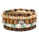 Adjustable Natural Wood Beaded Bracelet – Casual & Sporty Style for Women