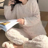 Women's 2-Piece Velvet Fleece Set | Warm Pullover & Pants Loungewear