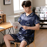 Men’s Silk Pajama Set – Full Sleeve V-Neck Luxury Sleepwear for All Seasons