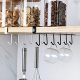 Stainless Steel Kitchen Mug Holder - Wall-Mounted Coffee Cup Rack with 6 Hooks