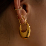 Gold-Plated Stainless Steel Geometric Hoop Earrings – Waterproof & Tarnish-Resistant