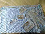 Luxury 5-Piece Newborn Take-Home Set with Jewelry Crown, Mittens, Hat, Shoes & Blanket