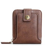Vintage RFID-Blocking Leather Wallet for Men – Slim Zipper Clutch with Card Slots