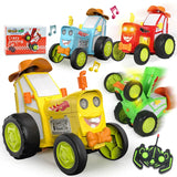 Mini coche acrobático RC con luces y música: camión de control remoto con saltos locos | Giro de 360°, marcha erguida, juguete recargable para niños