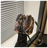 Fashionable Nylon Bucket Bag for Women – Soft Patchwork Design with Phone Pocket