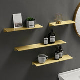 Estantería de baño moderna en blanco, negro y dorado cepillado: estante de pared