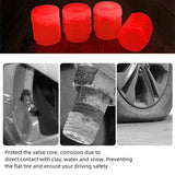 Glow-in-the-Dark Red Tire Valve Caps – Fluorescent Stem Covers for Cars, Motorcycles & Bicycles