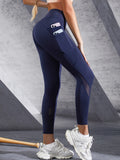Mesh Panel Yoga Leggings for Women – High Waist, Stretchy, Full-Length Leggings with Pockets