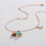 Elegante collar con colgante de mariposa y corazón con letras doradas de doble capa para mujer: regalo de joyería perfecto para bodas y fiestas