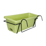 Hanging Balcony Railing Planter with Tray and Rack for Outdoor Gardening