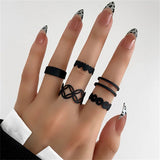 Minimalist Gold & Black Geometric Ring Set – Trendy Statement Jewelry for Women