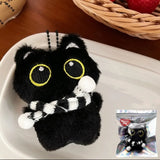 Adorable Plush Cat Keychain – Cute Black Cat Doll Keyring for Bags & Decor