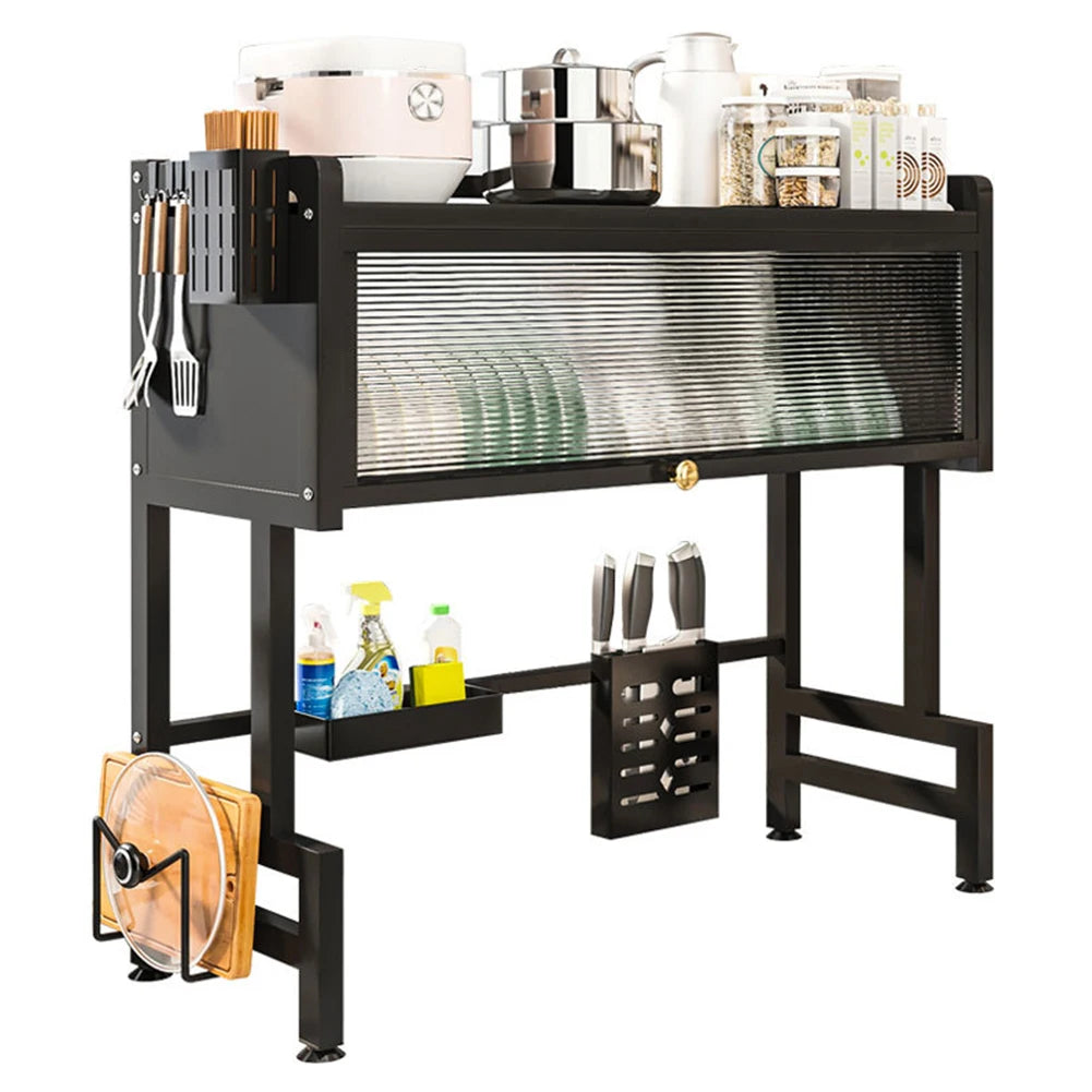 3-Tier Over-the-Sink Dish Drying Rack with Cover – Large Carbon Steel Kitchen Organizer