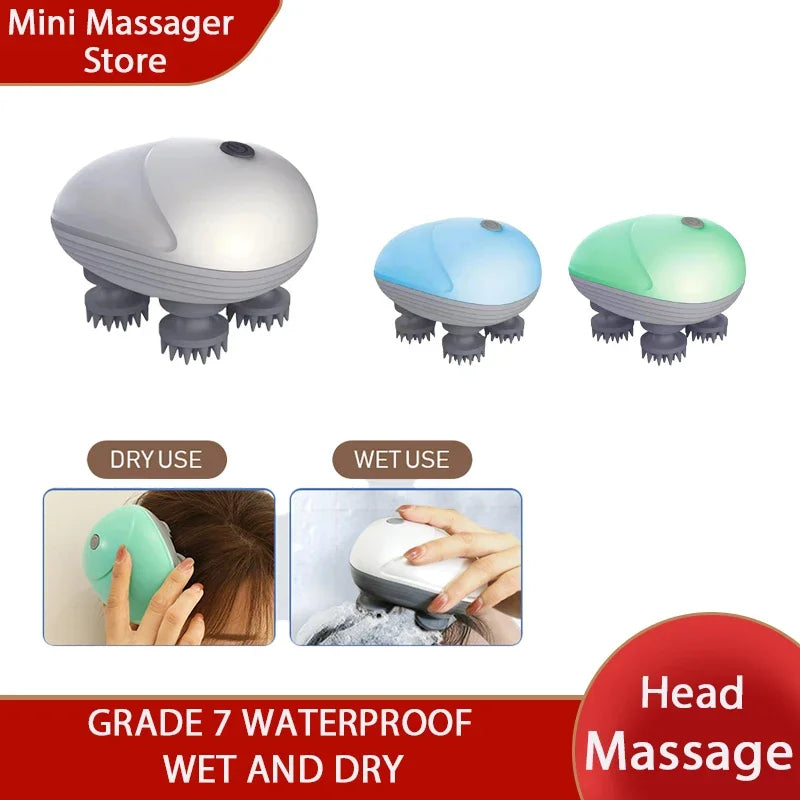 Portable Electric Scalp & Body Massager – Deep-Kneading Head Massage Tool for Stress Relief and Hair Growth