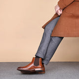 Men’s Genuine Leather Chelsea Boots – Waterproof Winter Ankle Boots with Pigskin Lining