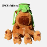Capybara Family Plush Set - Mom & 4 Baby Stuffed Animals with Turtle Backpack
