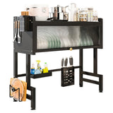 Large Over-the-Sink 3-Tier Dish Drying Rack with Dust Cover – Carbon Steel Kitchen Organizer