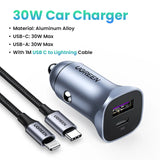 20W Fast Car Charger – Dual USB & Type-C Power Adapter for iPhone, Samsung & More