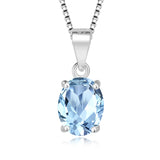 925 Sterling Silver Oval Birthstone Pendant – Garnet, Citrine, Amethyst, Blue Topaz Necklace (No Chain)