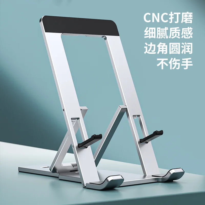 Soporte para teléfono de aleación de aluminio ajustable: soporte plegable para teléfono celular para iPhone y iPad, conveniente para el escritorio